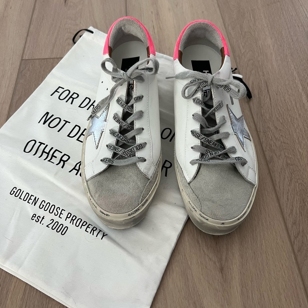 Golden Goose White and Pink Sneakers - Size 10